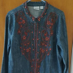 CHICO'S DENIM beaded blazer/ jacket